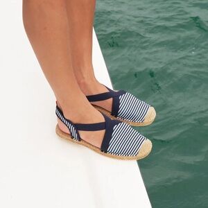 Navy Striped Espadrilles for Women
